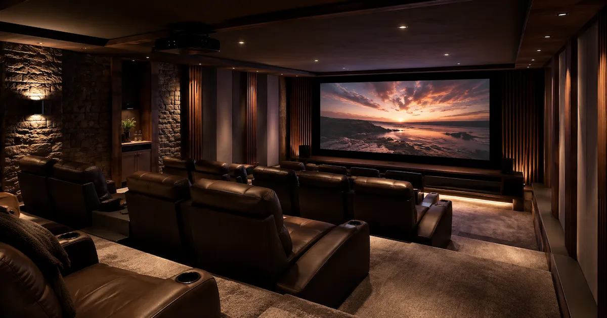 Home cinema in taverna Home cinema in taverna: sala cinema di alta gamma ricavata in un piano interrato
