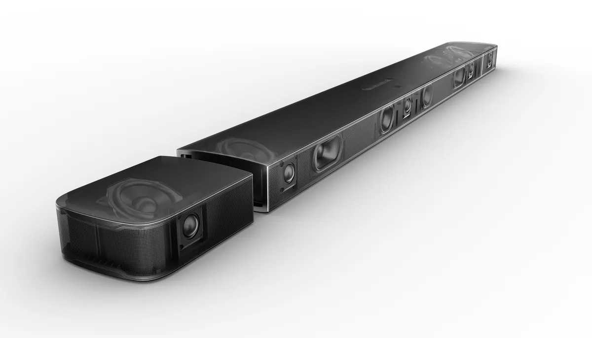 JBL_BAR_9-1_BAR_Xrays_91_2K_2048x-ue Soundbar con moduli surround staccabili senza fili, vista in trasparenza
