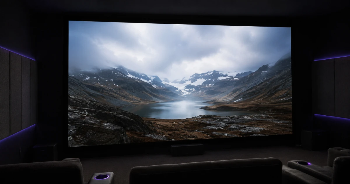 Risoluzione Full HD e 4K Risoluzione Full HD e 4K a confronto su un grande schermo in una sala home cinema